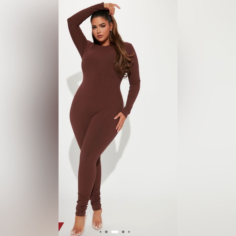 Brown Ribbed Jumpsuit